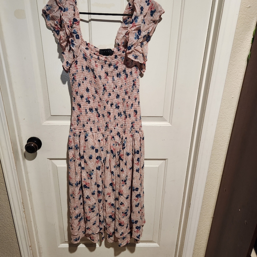 HATCH Maternity Cosette Floral Smocked Dress Baby Shower Party Ruffle Pink XS - Picture 7 of 13